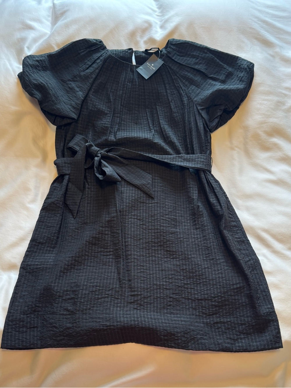 Kate Spade Classic Black Textured Belted Women's Dress